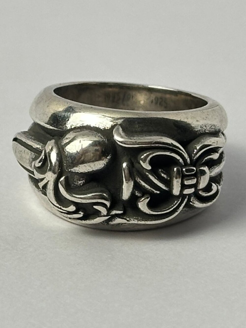 Gothic Silver Sword with Heart Ring Size 6.75
